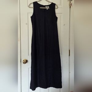Old Navy Black Sleeveless Linen V-Neck Midi Dress